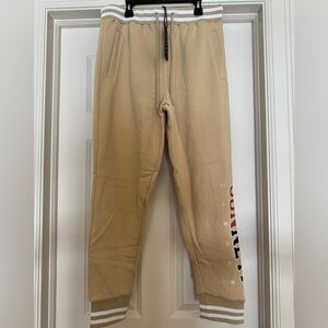 Stylish Tan Sweatpants with Logo Accents